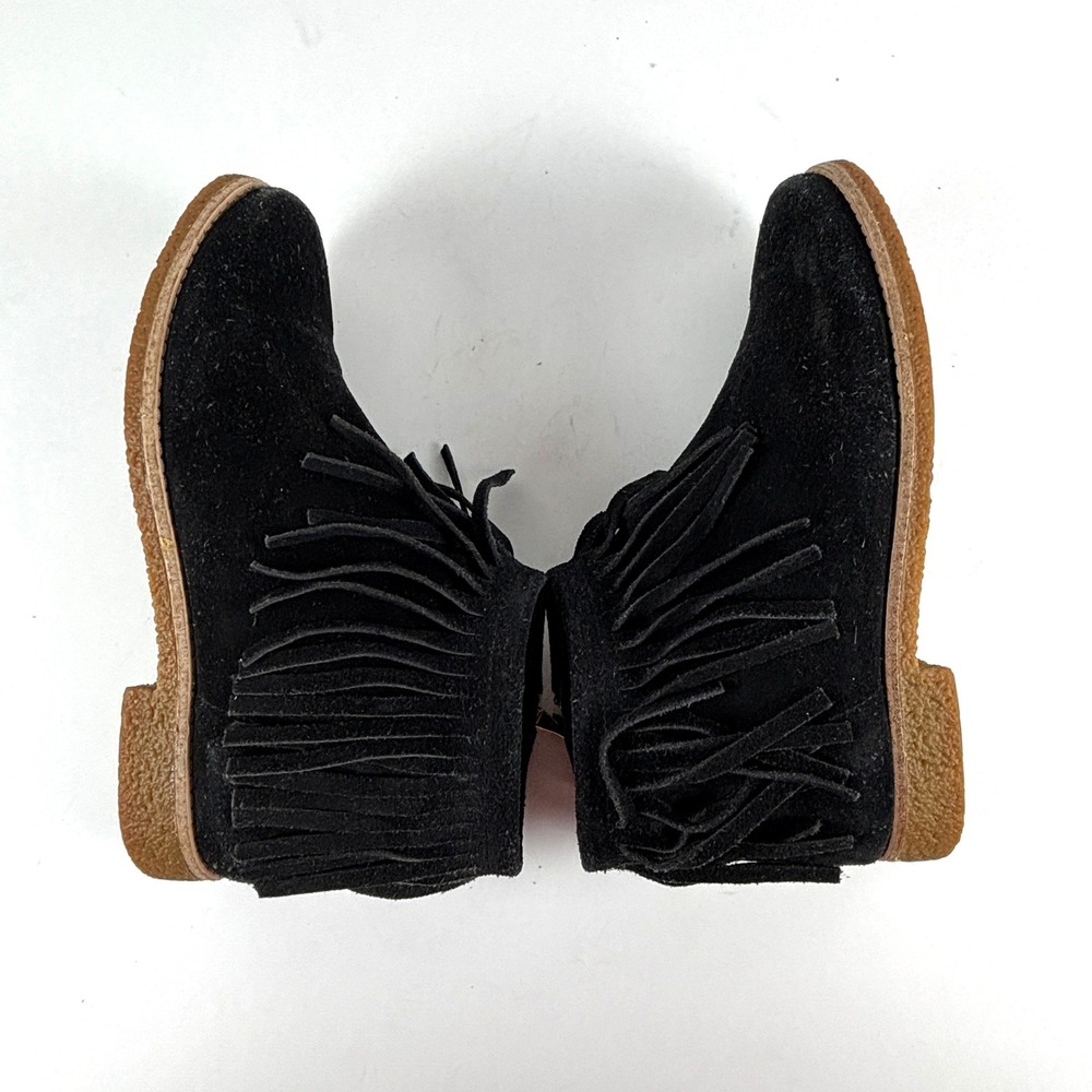 Kate Spade‎ Cute Betsie Black Fringe Suede Bootie Ankle Boot Gold Zipper 6 - Picture 4 of 7